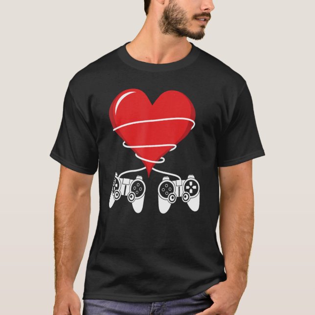 Camiseta El día de San Valentín Video Game Controller Heart (Anverso)