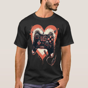 Camiseta El día de San Valentín Video Game Controller Heart