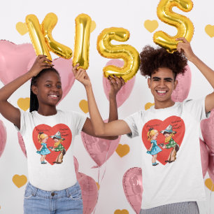 Camiseta El día de San Valentín Vintage Cute, Chica con Cow