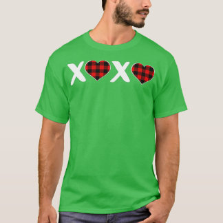 Camiseta El día de San Valentín XOXO Plaid Heart Print Wome
