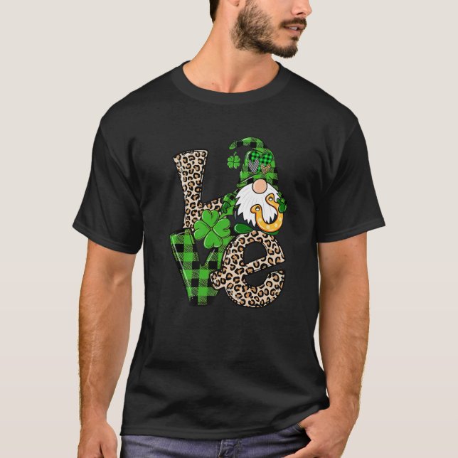 Camiseta El Día del Amor de Patrick Gnomes Leopard Plaid St (Anverso)