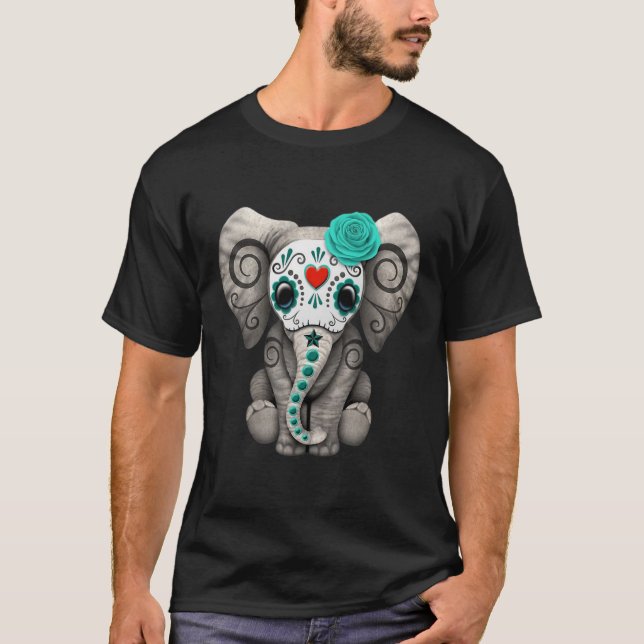 Camiseta El Día Del Elefante De La Calavera Del Azúcar En H (Anverso)