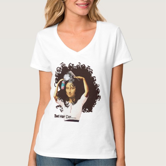 Camiseta El día del mal cabello de Mona Lisa (Anverso)