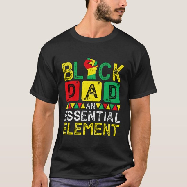 Camiseta El Día Del Padre Negro Papá Esencial Elet Junenth (Anverso)