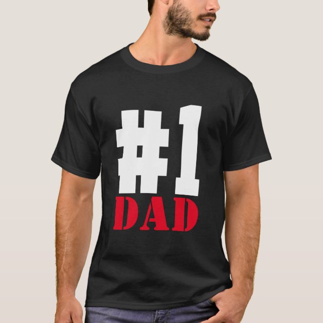 Camiseta El día del padre número 1 papá negro (Anverso)