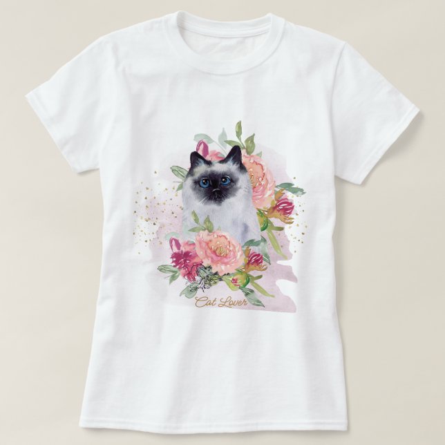 Camiseta El día feliz de la madre del gato siamés (Diseño del anverso)