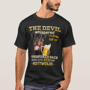 Camiseta El Diablo Funny Rottweiler Beer Beer Rottie Dog L