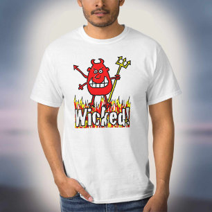 Camiseta El diablo malvado con el diseño de las llamas