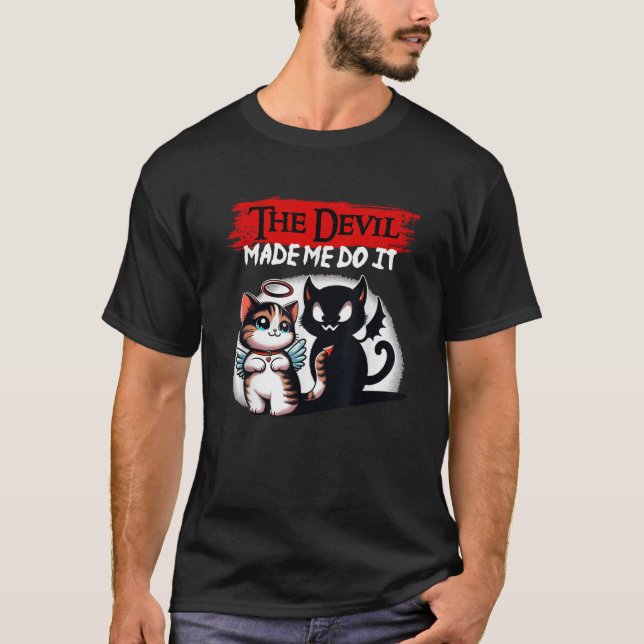 Camiseta El Diablo Me Hizo Halloween Devil Cat Kitten (Anverso)