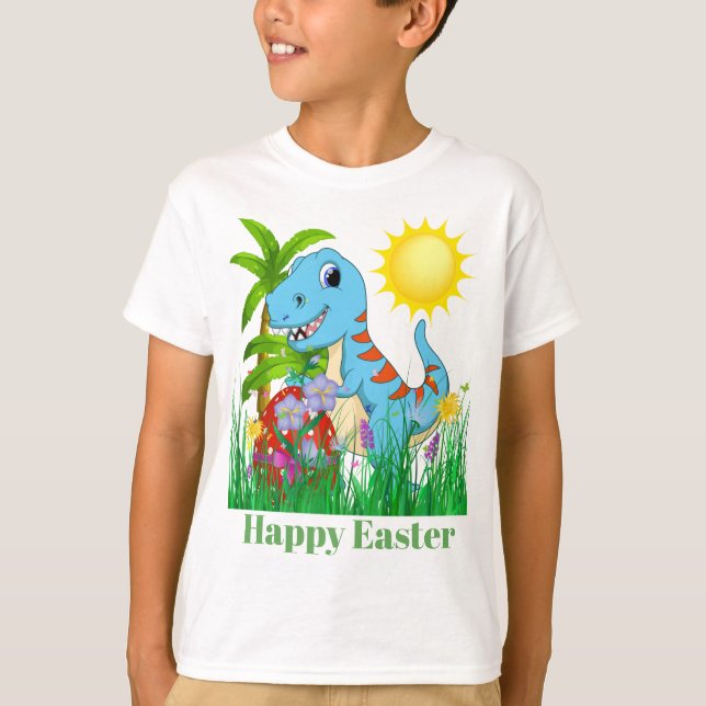 Camiseta El dinosaurio lindo de Pascua añade el mensaje (Anverso)
