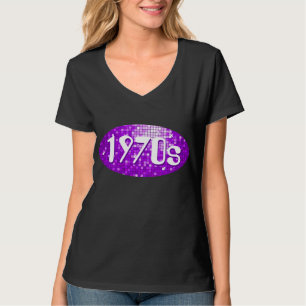 Camiseta El disco teja negro púrpura del cuello en v de la