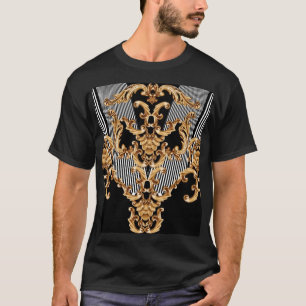 Camiseta El diseño barroco dorado, intrincado y adorno.