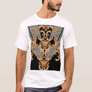 Camiseta El diseño barroco dorado, intrincado y adorno.