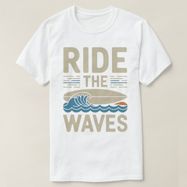 Camiseta El diseño de la tabla de surf retro Waves (Diseño del anverso)