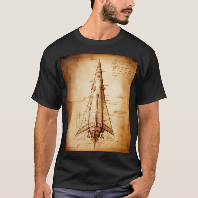 Camiseta El diseño de un solo cohete de Leonardo da Vinci (Anverso)