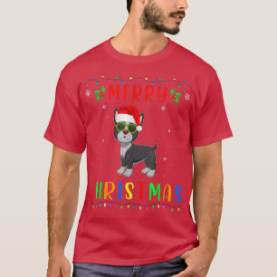 Camiseta El diseño del Terrier Boston ligero de navidad coi
