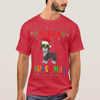 Camiseta El diseño del Terrier Boston ligero de navidad coi