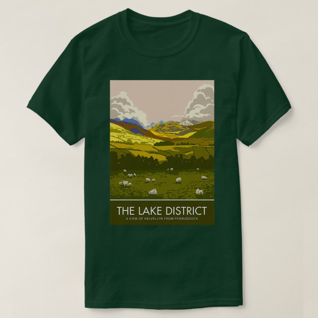 Camiseta El distrito de los lagos Helvellyn desde Penruddoc (Diseño del anverso)