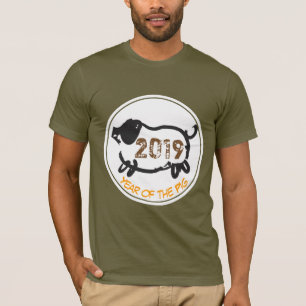 Camiseta El divertido año del personalizado chino del cerdo