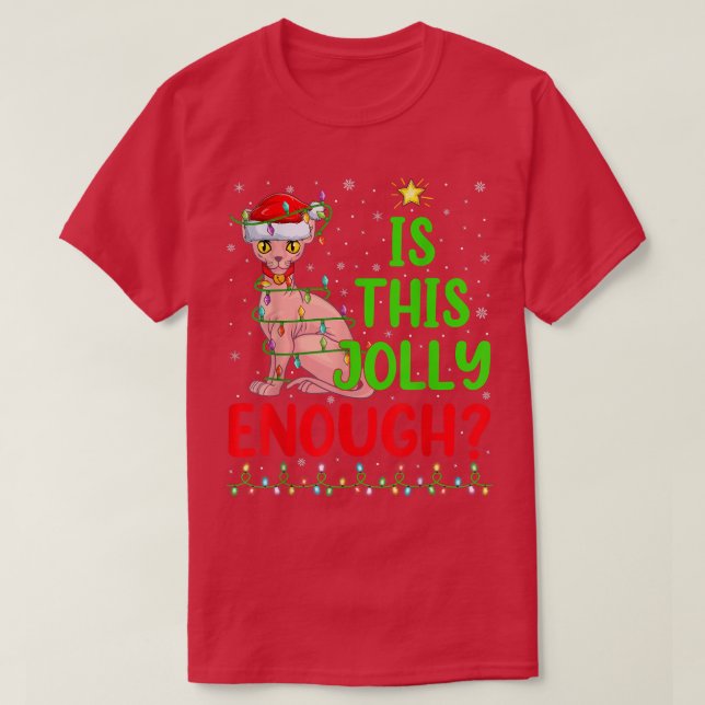 Camiseta El Divertido Árbol De Xmas Es Un Gato Sphyn Chr Su (Diseño del anverso)