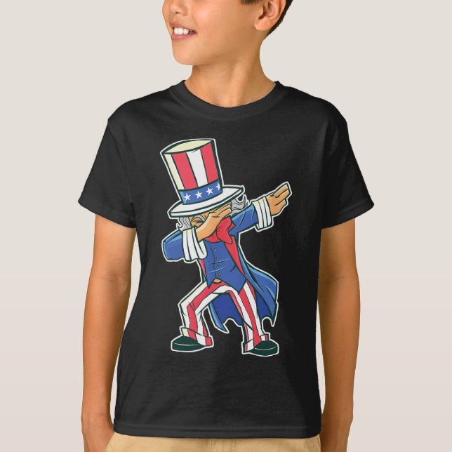 Camiseta El Divertido Baile Dabbing Tío Sam 4 De Julio Niño (Anverso)