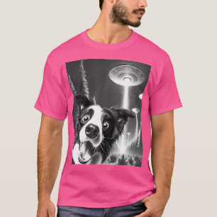 Camiseta El Divertido Collie De Frontera Alien Ufo Tomando 