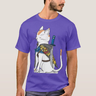 Camiseta El divertido diseño Ninja de un gato samurai para