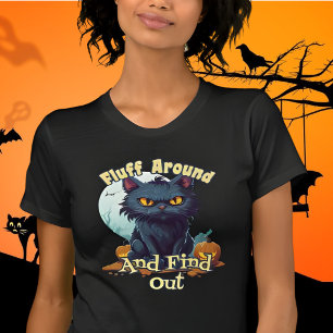 Camiseta El divertido gato de Halloween fluye y lo descubre