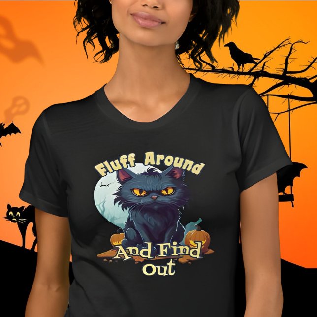 Camiseta El divertido gato de Halloween fluye y lo descubre (Subido por el creador)