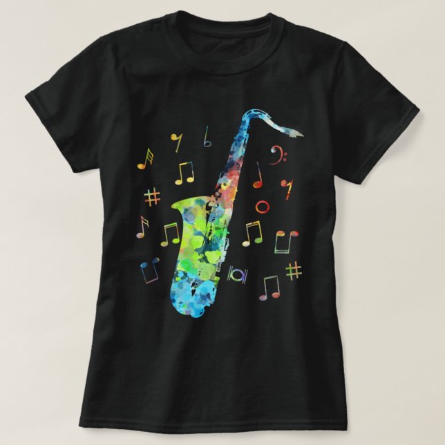 Camiseta El divertido músico saxofón Jazz Music Amante del  (Diseño del anverso)