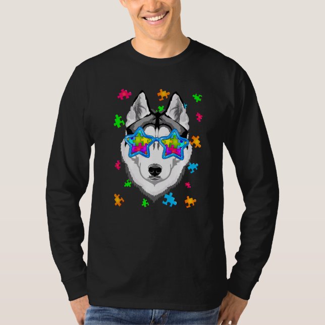 Camiseta El divertido rompecabezas del Husky Siberiano Auti (Anverso)