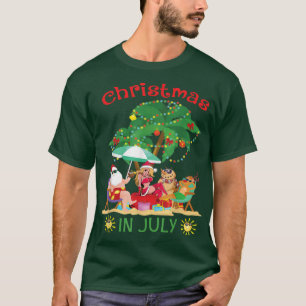 Camiseta El Divertido Santa En La Playa Con La Chica Biniki