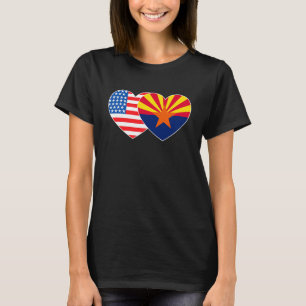 Camiseta El doble corazón de la bandera de Arizona y Estado