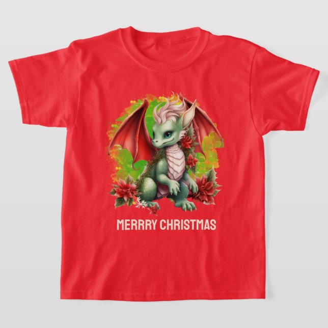 Camiseta El dragón de Navidades de la amarra festiva agrega (Distribución)