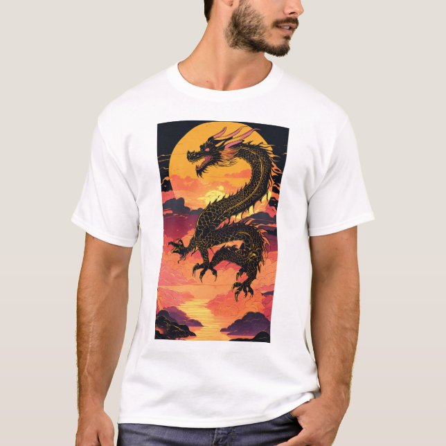 Camiseta "El Dragón Dorado en pie: Una fusión de tradición  (Anverso)