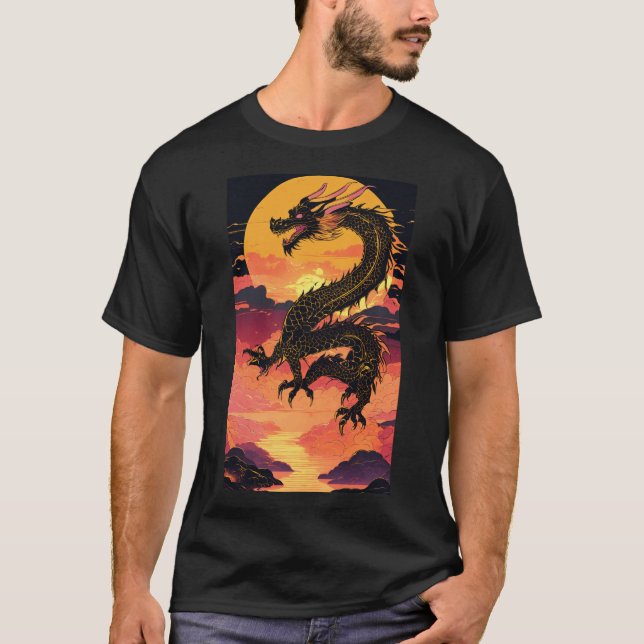 Camiseta "El Dragón Dorado en pie: Una fusión de tradición  (Anverso)