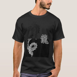 Camiseta El dragón japonés de Tokio estético asiático negro