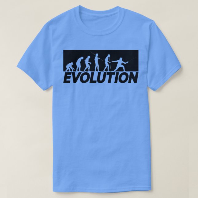 Camiseta El duelo de esgrima de la esgrima de la evolución  (Diseño del anverso)