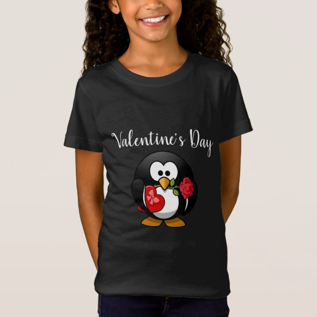 Camiseta El el día de San Valentín lindo del pingüino (Anverso)