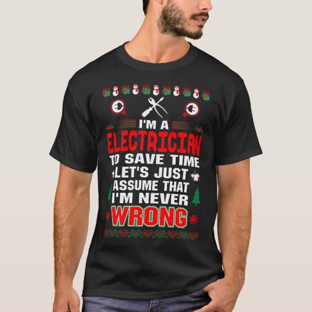 Camiseta El electricista ahorra tiempo y los Navidades nunc (Anverso)