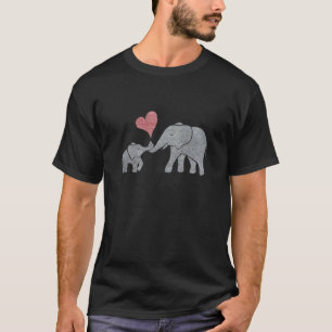 Camiseta El elefante abraza la mamá y al bebé grises con