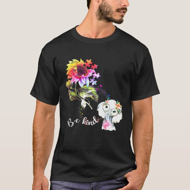 Camiseta El elefante bebé tiene un gran autismo de girasol  (Anverso)