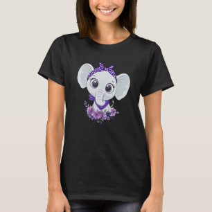 Camiseta El elefante de flores moradas de Alzheimer para la
