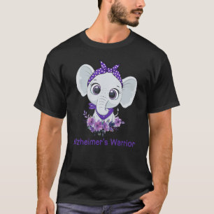 Camiseta El elefante de flores moradas de Alzheimer para la