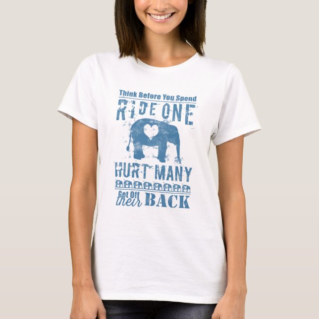 Camiseta El elefante del paseo uno dañó muchos (Anverso)