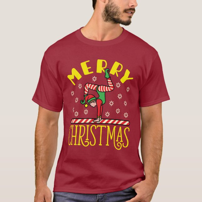 Camiseta El elfo de la gimnasta sobre los Navidades de la g (Anverso)