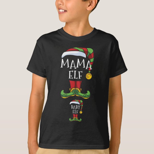 Camiseta El Embarazo De Mamá Y De Bebé Elfo Coincide Con El (Anverso)