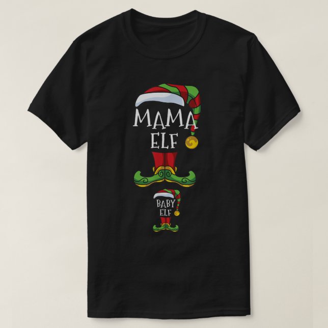 Camiseta El Embarazo De Mamá Y De Bebé Elfo Coincide Con El (Diseño del anverso)