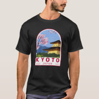 El emblema de viajes retro de Kyoto en Japón