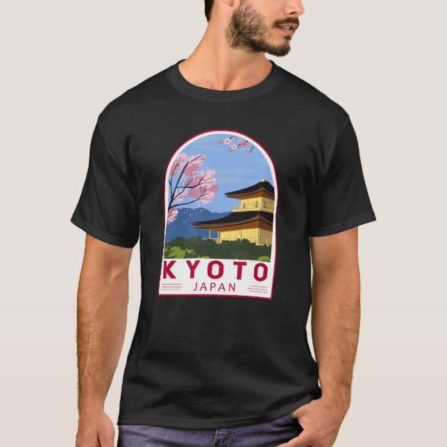 Camiseta El emblema de viajes retro de Kyoto en Japón (Anverso)